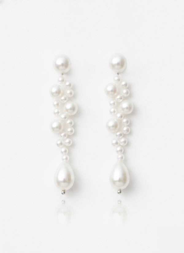 Love Unbound Cascade Freshwater Pearl Drop Earrings in White Gold