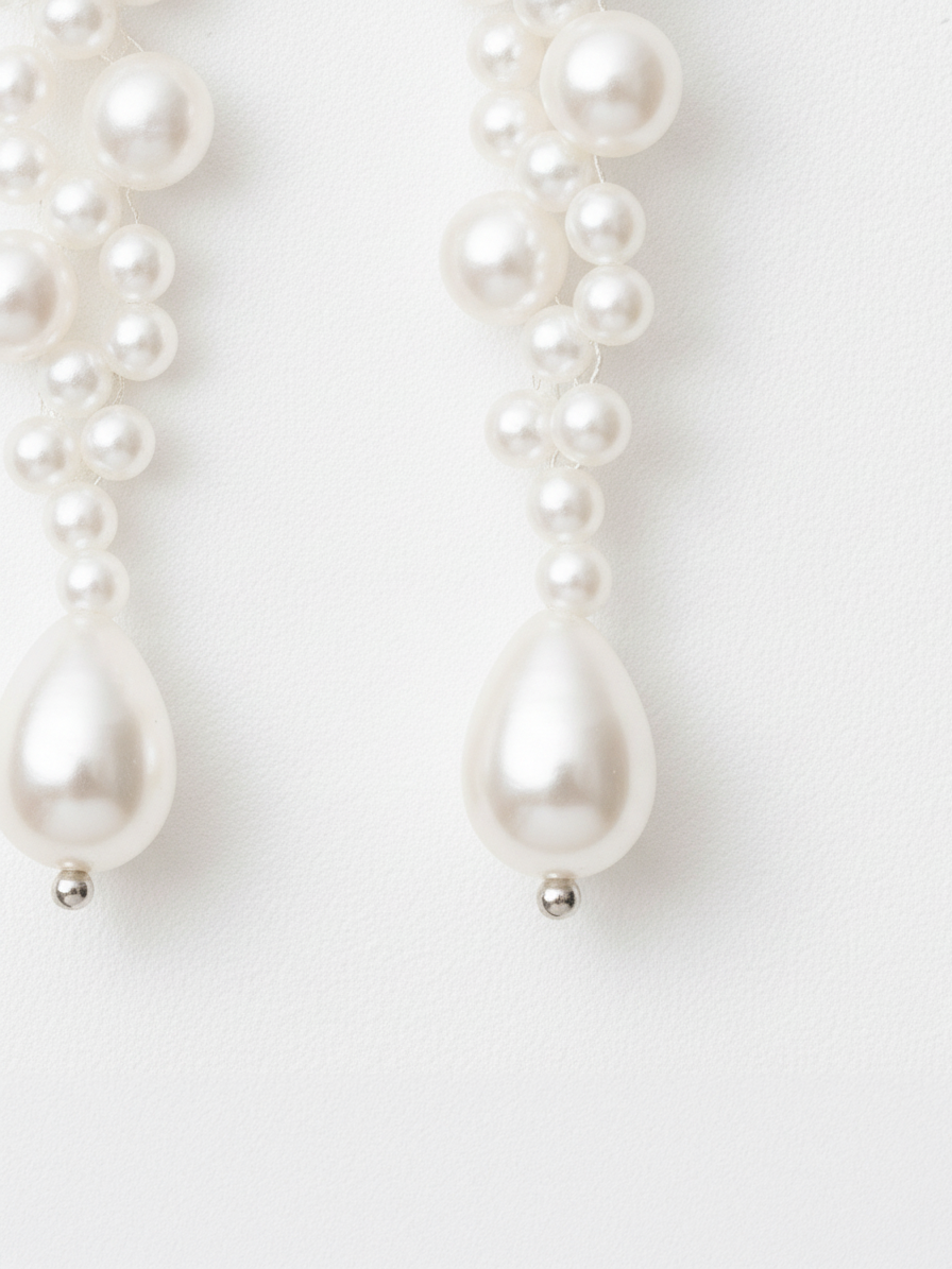 Love Unbound Cascade Freshwater Pearl Drop Earrings in White Gold