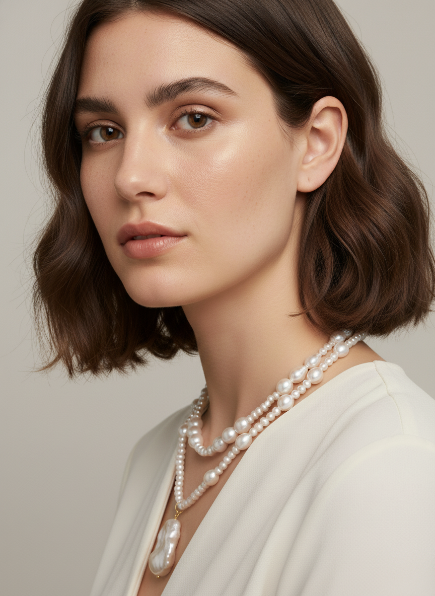 Baroque Sovereign 108 cm Freshwater Pearl Necklace in 18K Gold