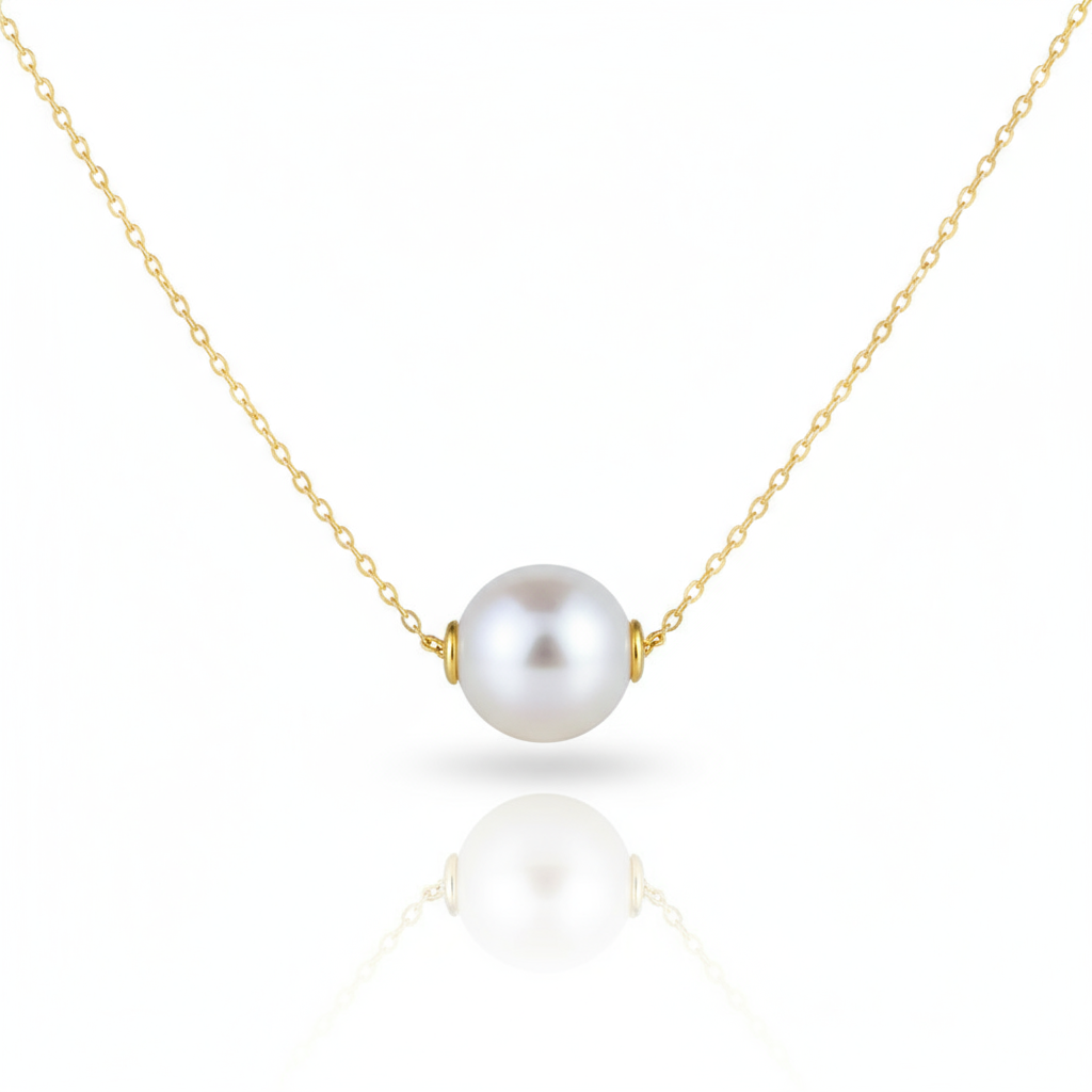 Daily Grace Floating Freshwater Pearl Pendant Necklace in 18K Gold Vermeil