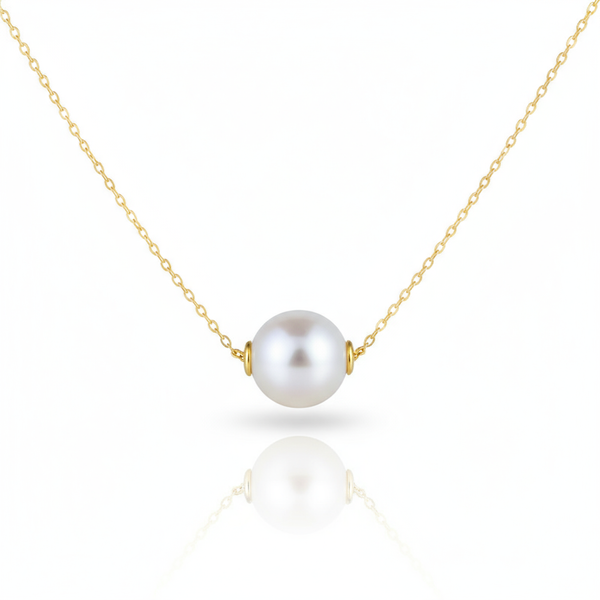 Daily Grace Floating Freshwater Pearl Pendant Necklace in 18K Gold Vermeil