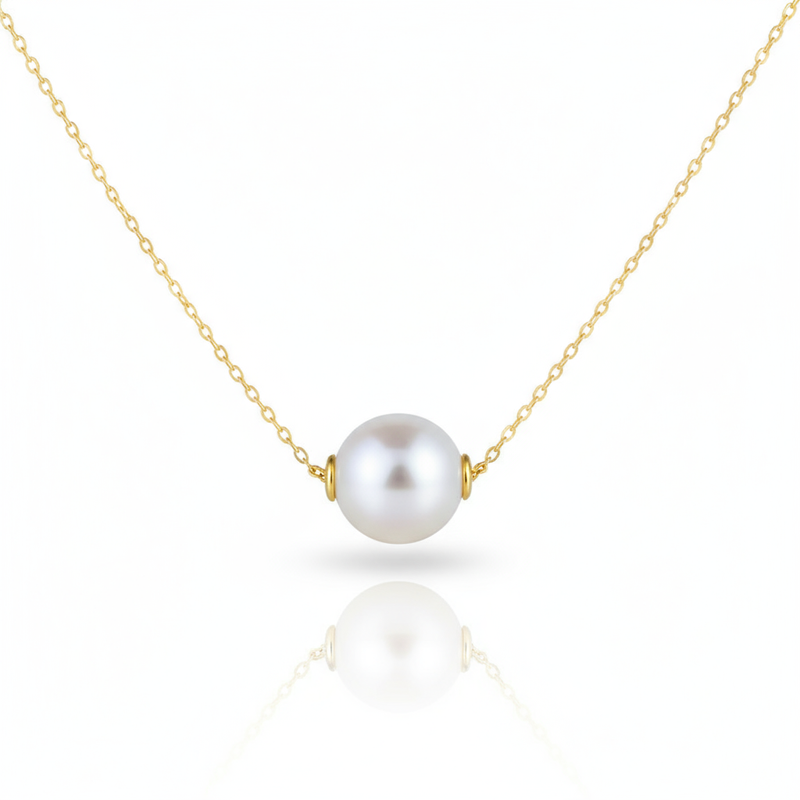 Daily Grace Floating Freshwater Pearl Pendant Necklace in 18K Gold Vermeil