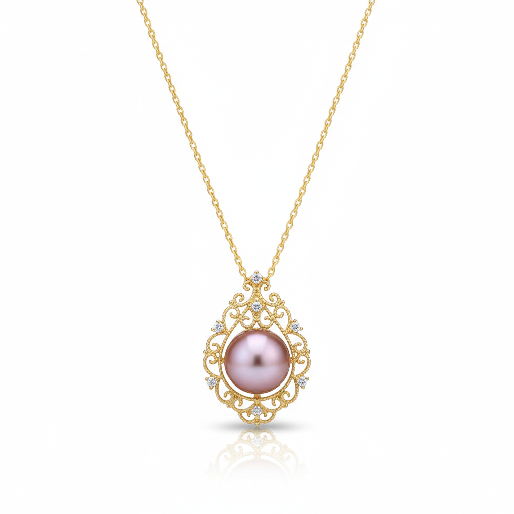 Love Unbound Purple Freshwater Pearl Pendant Necklace in 18K Gold