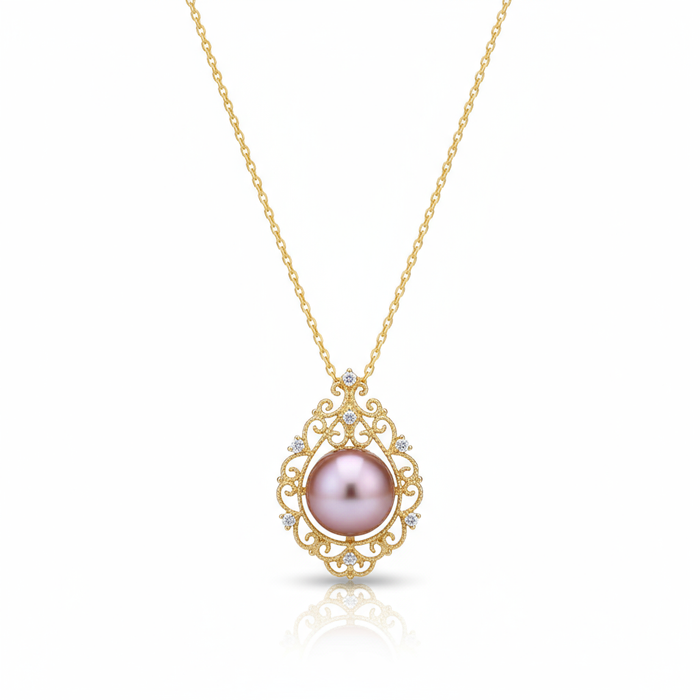 Love Unbound Purple Freshwater Pearl Pendant Necklace in 18K Gold