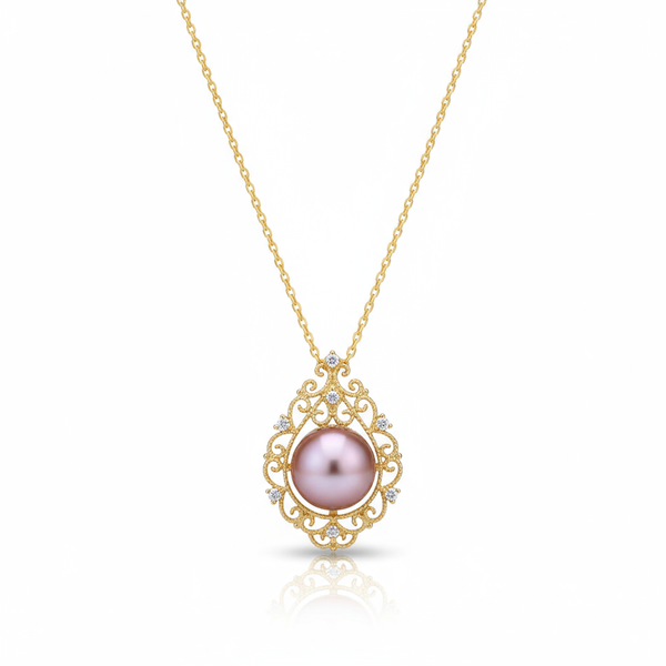Love Unbound Purple Freshwater Pearl Pendant Necklace in 18K Gold