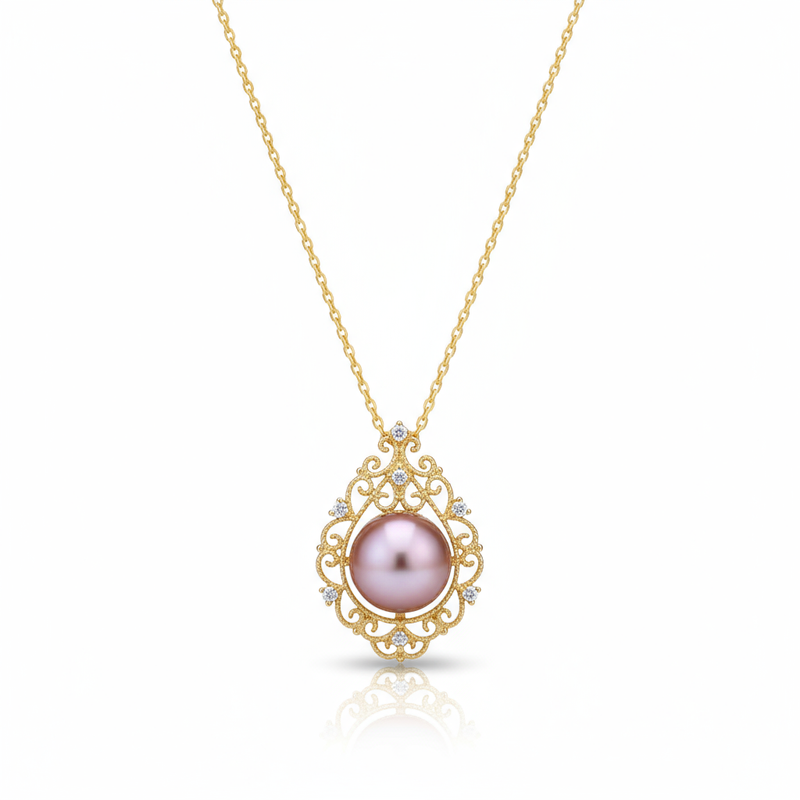 Love Unbound Purple Freshwater Pearl Pendant Necklace in 18K Gold