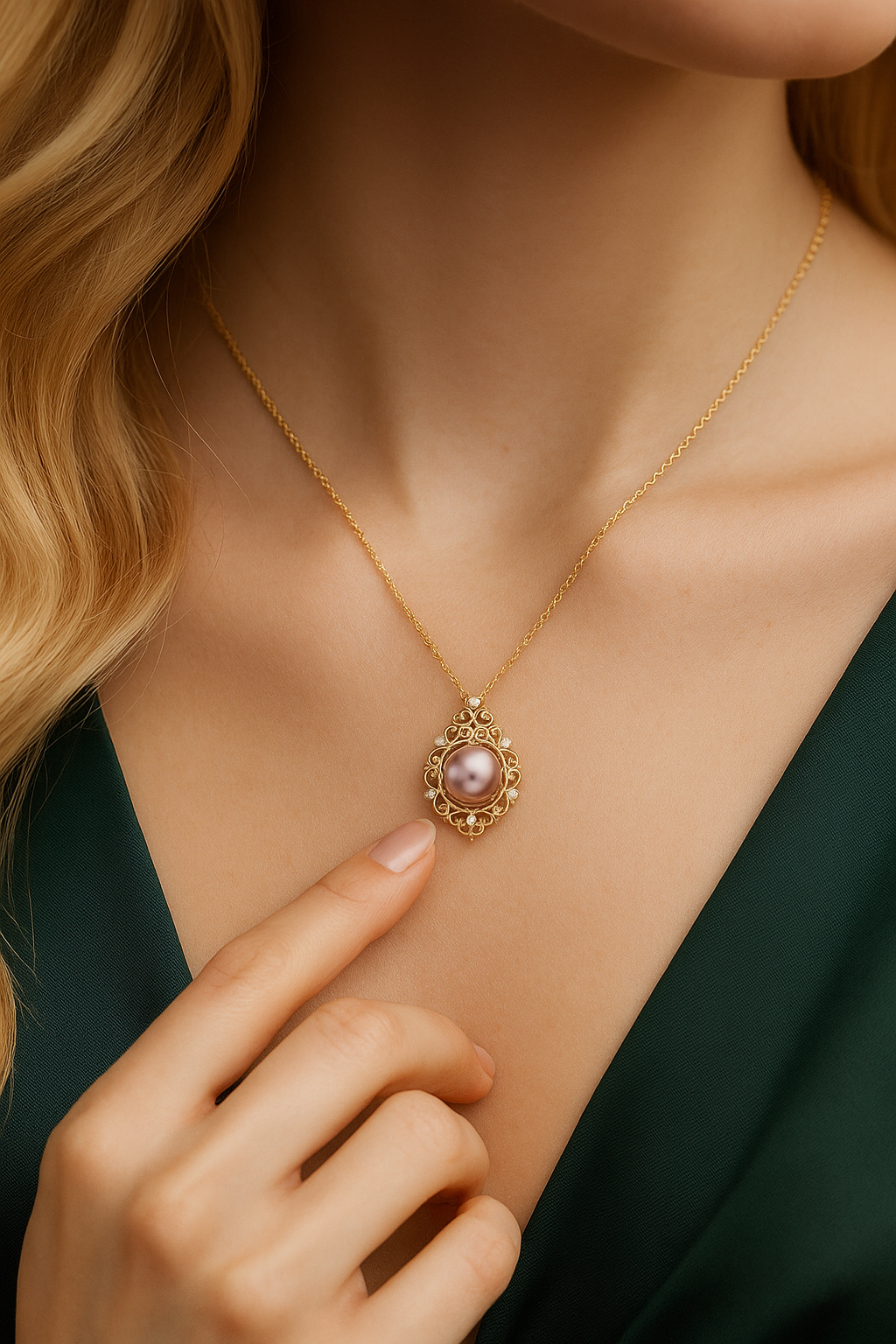 Love Unbound Purple Freshwater Pearl Pendant Necklace in 18K Gold