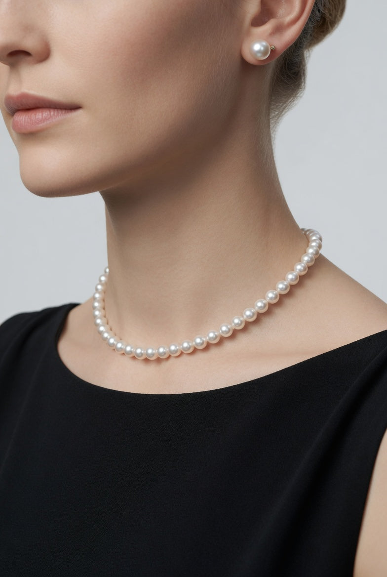 Love Unbound 8-9mm Freshwater Pearl Full Strand Necklace in 18K Gold
