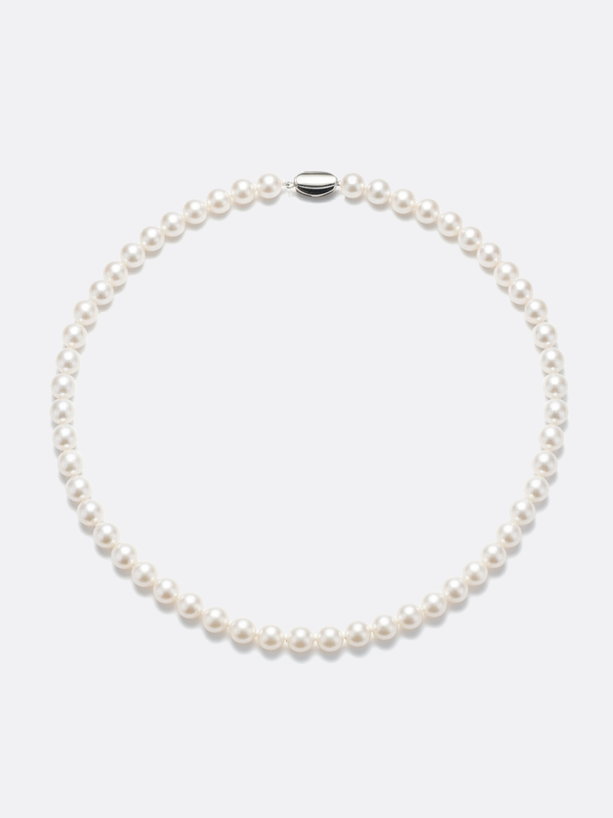 Love Unbound Round Freshwater Pearl Full Strand Necklace in White Gold