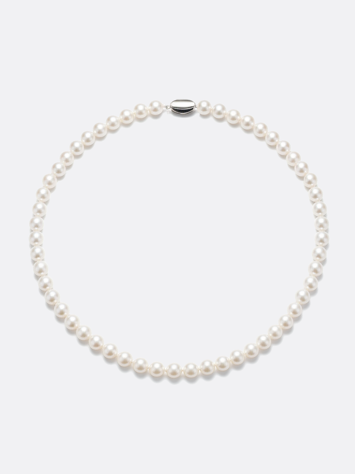 Love Unbound Round Freshwater Pearl Full Strand Necklace in White Gold