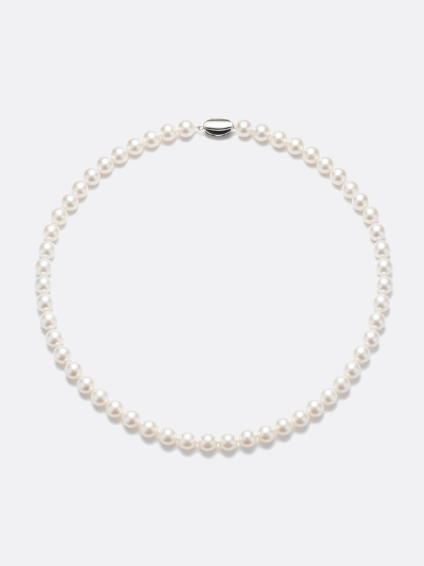 Love Unbound Round Freshwater Pearl Full Strand Necklace in White Gold