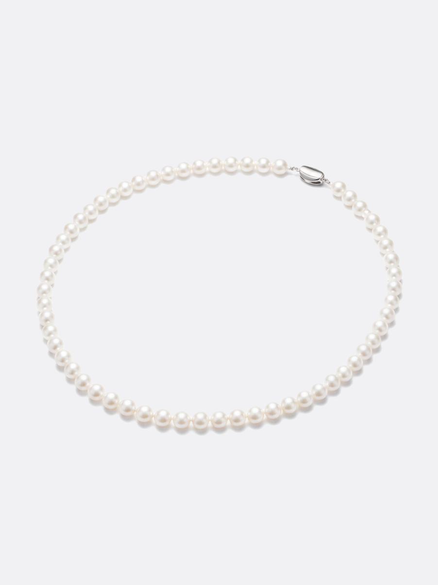 Love Unbound Round Freshwater Pearl Full Strand Necklace in White Gold