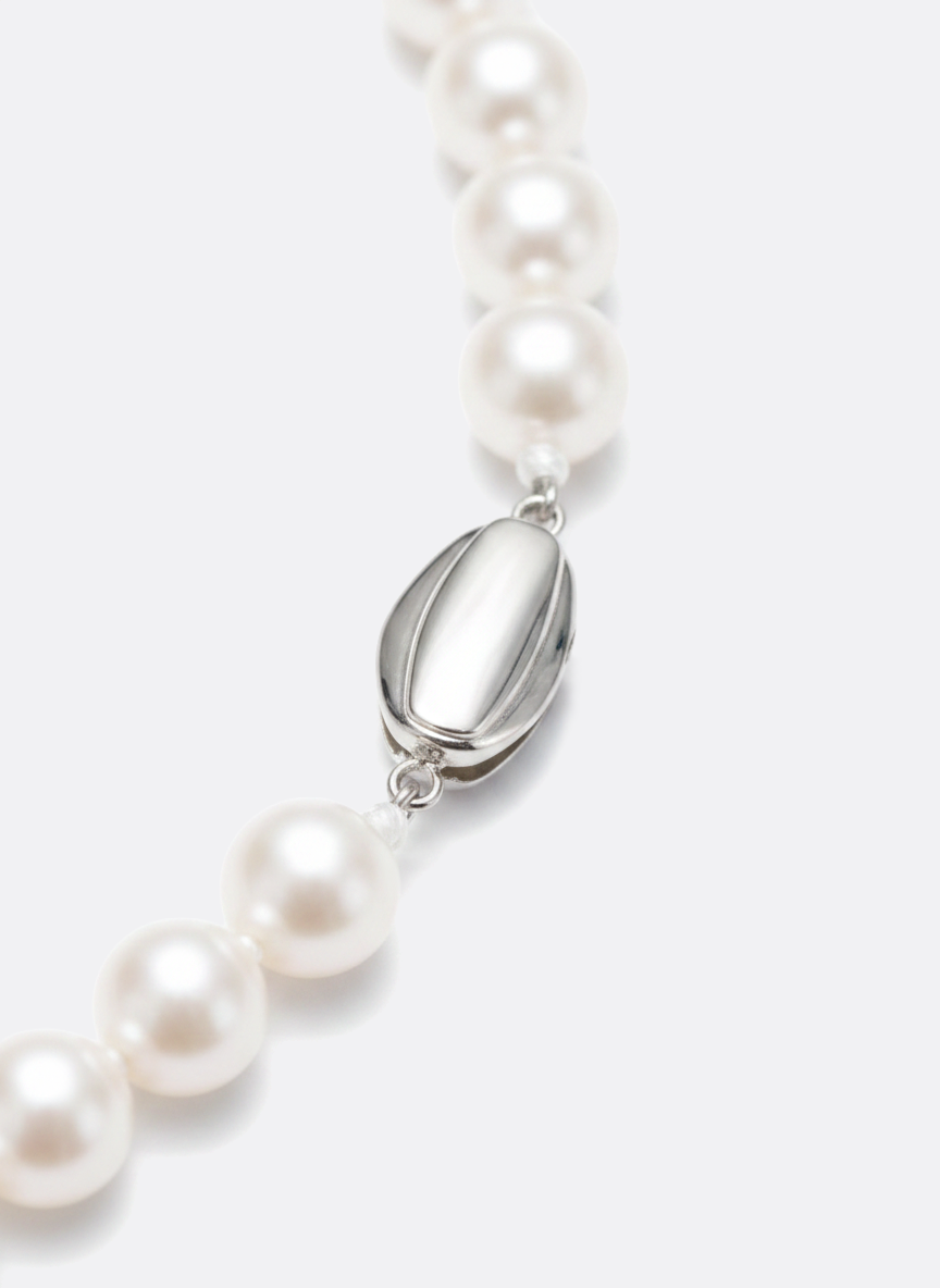 Love Unbound Round Freshwater Pearl Full Strand Necklace in White Gold