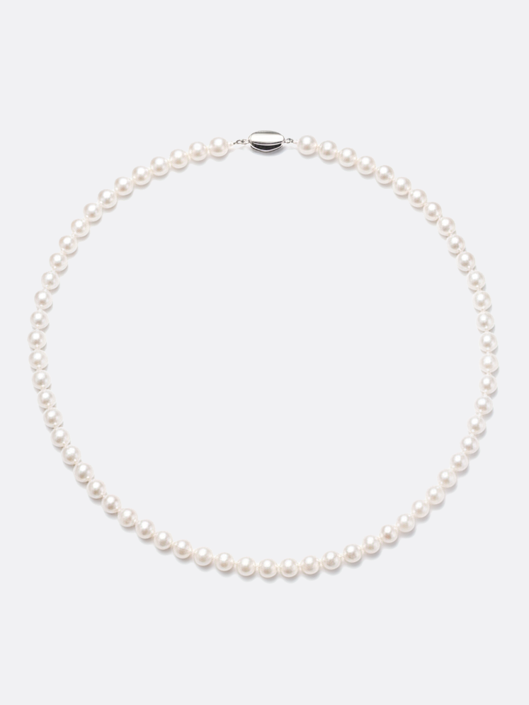 Love Unbound Round Freshwater Pearl Full Strand Necklace in White Gold