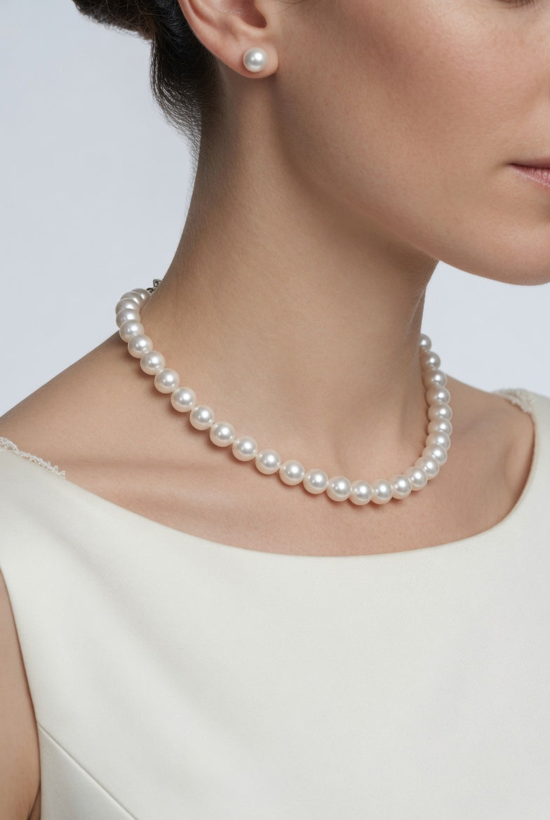 Love Unbound Round Freshwater Pearl Full Strand Necklace in White Gold