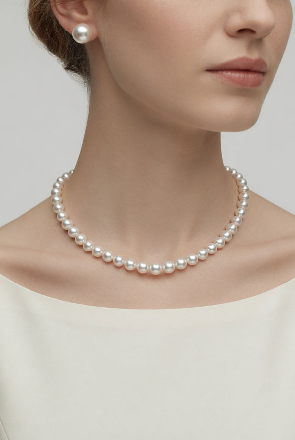 Love Unbound Round Freshwater Pearl Full Strand Necklace in White Gold