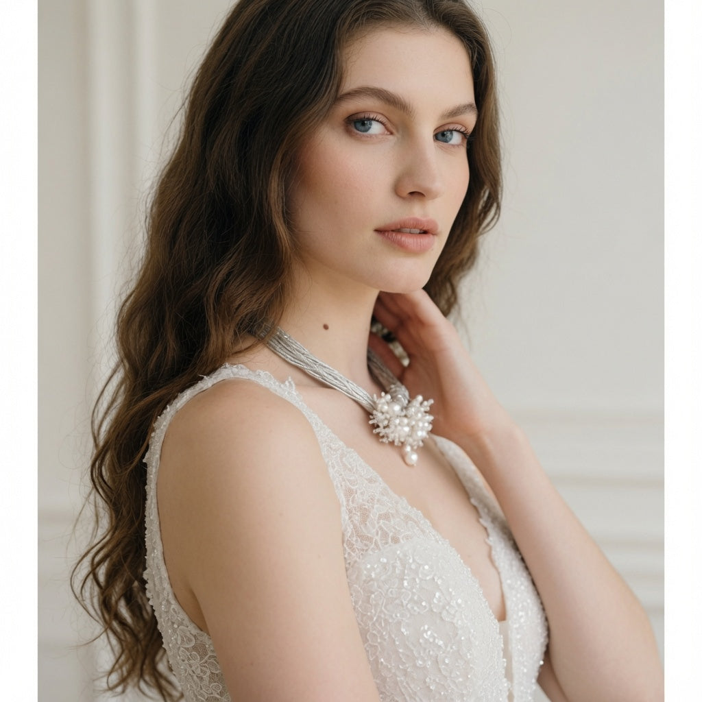 Love Unbound Bloom Freshwater Pearl Silver Thread Choker