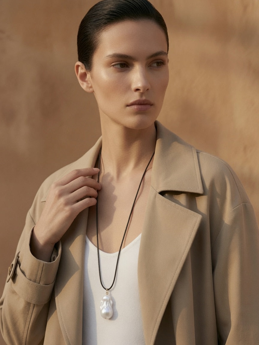 Baroque Sovereign Baroque Pearl Leather Cord Necklace