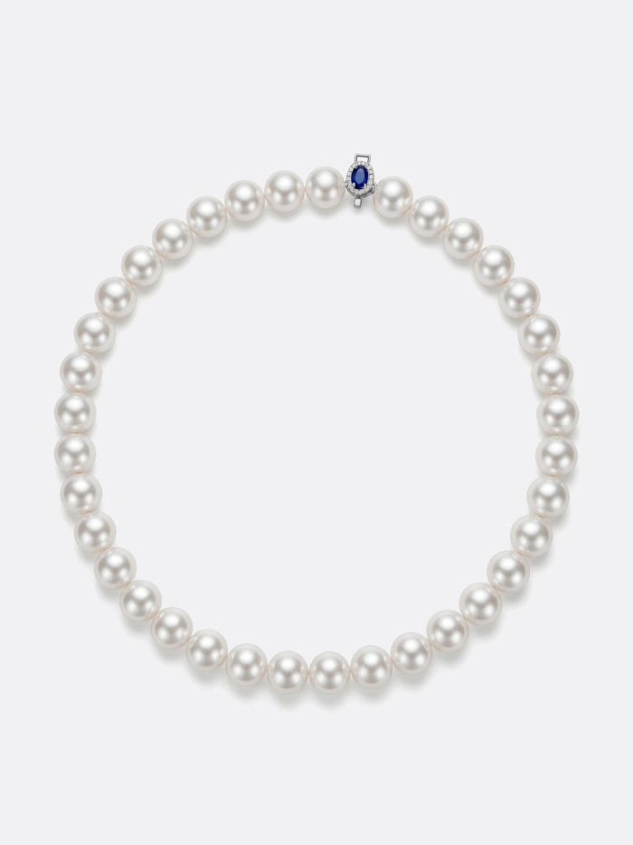 Love Unbound Shell Pearl Necklace with Sapphire Clasp
