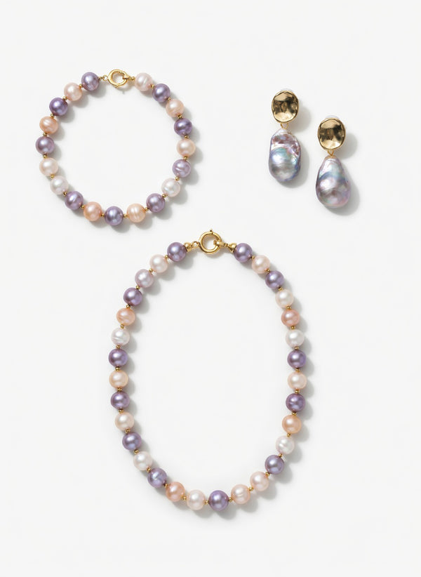 Love Unbound Signature Multi-Tone Freshwater Pearl Full Set in 18K Gold