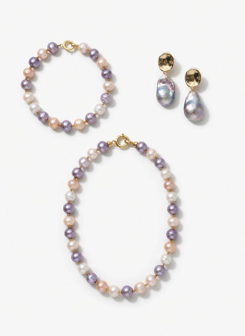Love Unbound Signature Multi-Tone Freshwater Pearl Full Set in 18K Gold