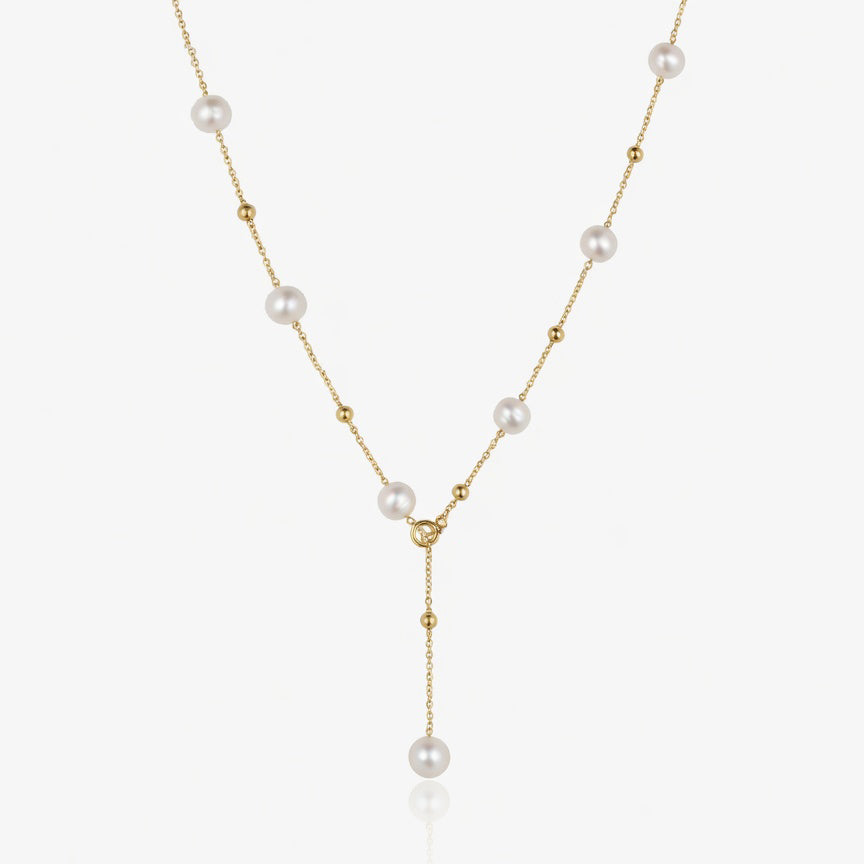 Daily Grace Multi-Way Cultured Akoya Pearl Lariat Necklace in 18K Gold