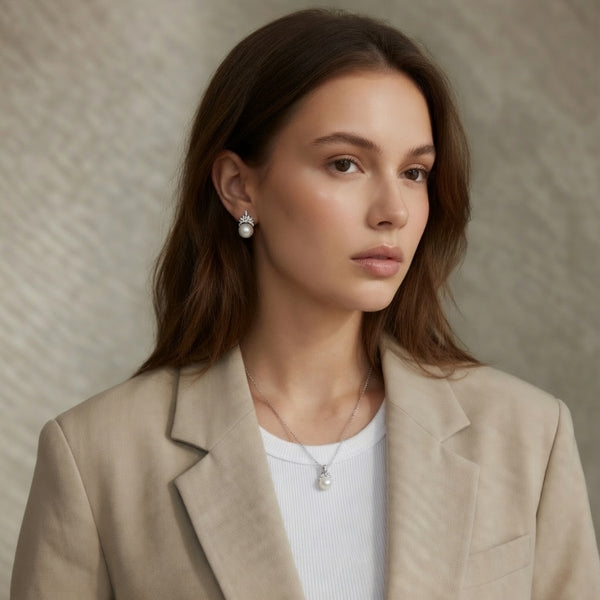 Love Unbound Signature Crown Freshwater Pearl Crown Necklace & Earrings Set