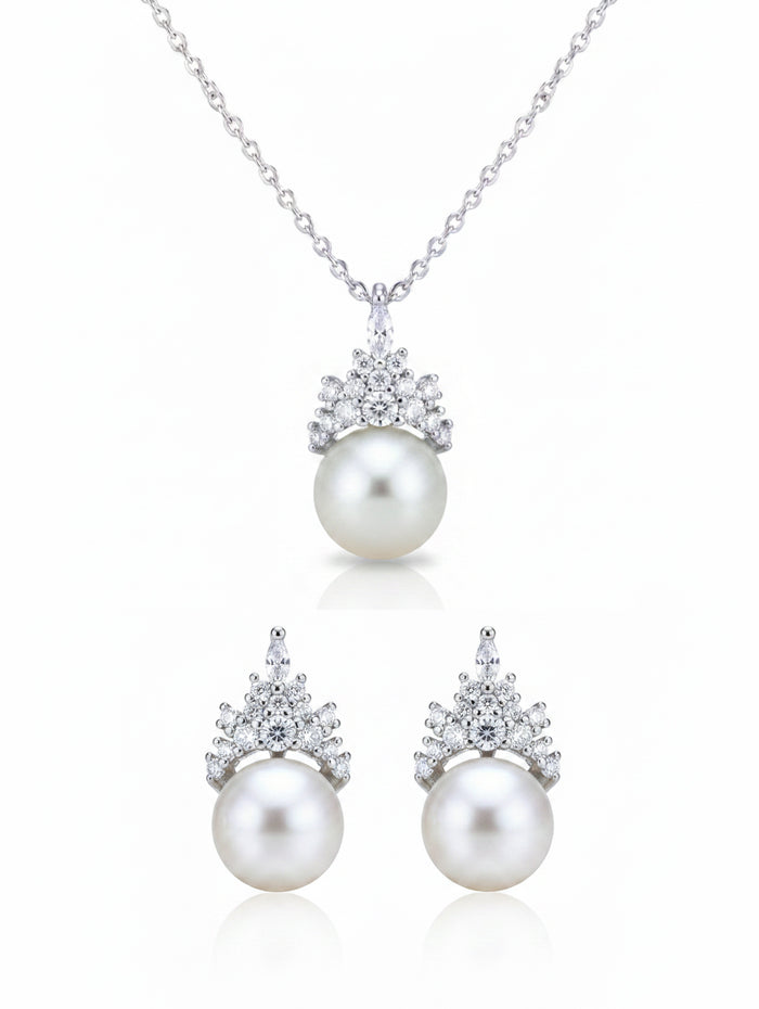 Love Unbound Signature Crown Freshwater Pearl Crown Necklace & Earrings Set