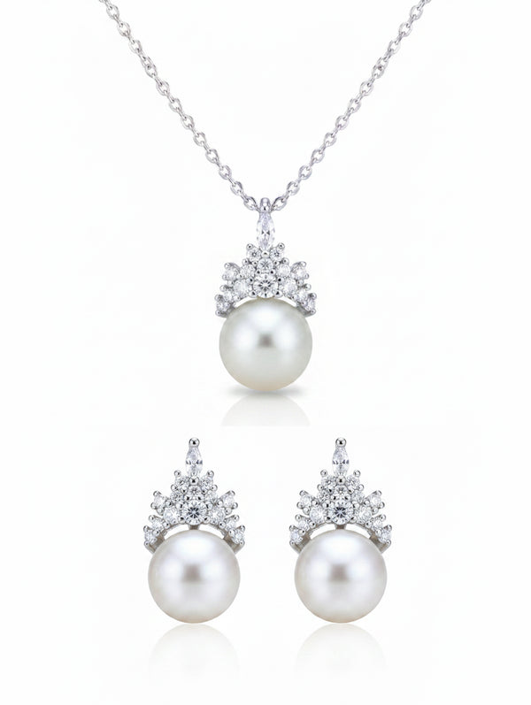 Love Unbound Signature Crown Freshwater Pearl Crown Necklace & Earrings Set