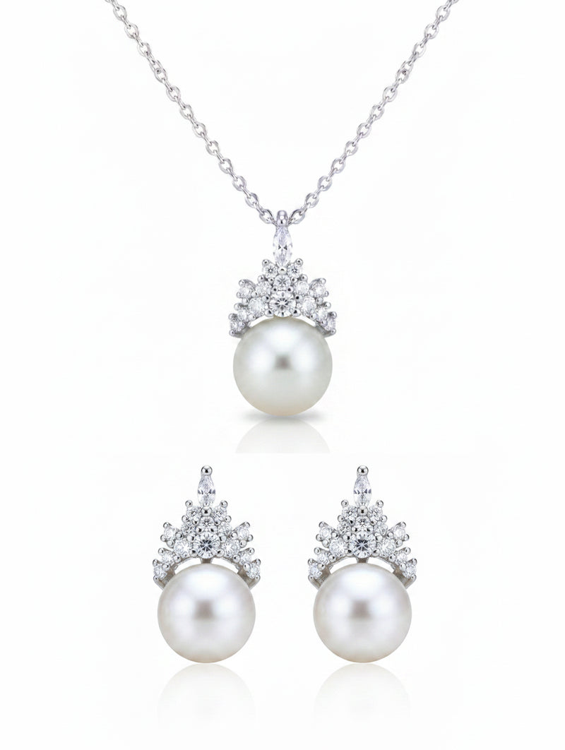 Love Unbound Signature Crown Freshwater Pearl Crown Necklace & Earrings Set
